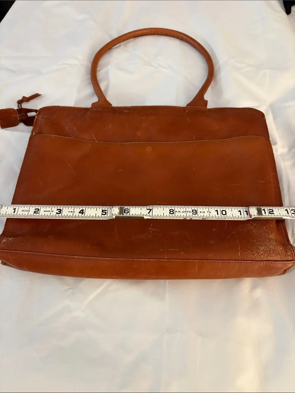 Source Unknown Cognac Brown Leather Laptop Bag